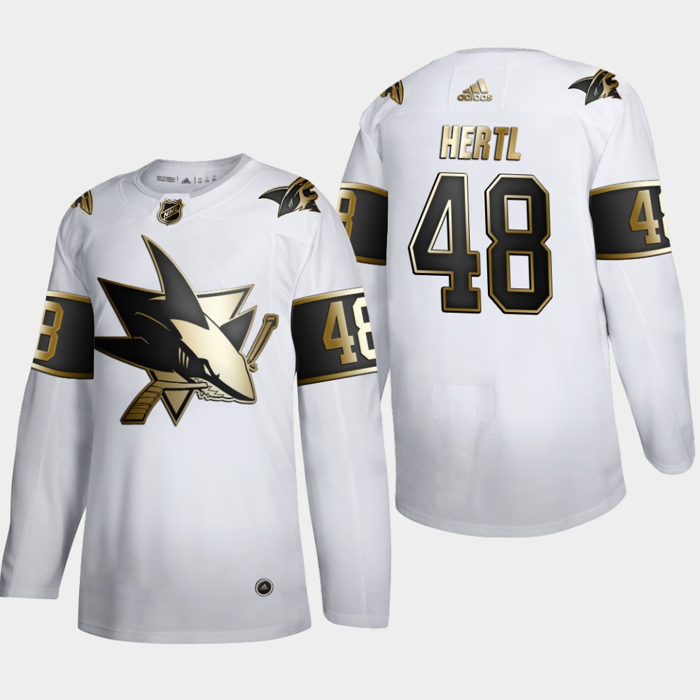 San Jose Sharks #48 Tomas Hertl Men Adidas White Golden Edition Limited Stitched NHL Jersey